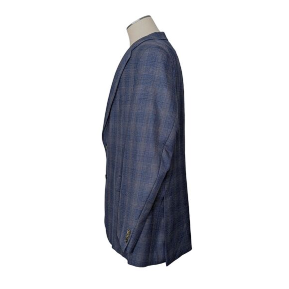 VTG Jack Victor Sz 50L Blazer Blue Glen Plaid Career Office Preppy Work READ - Picture 4 of 13
